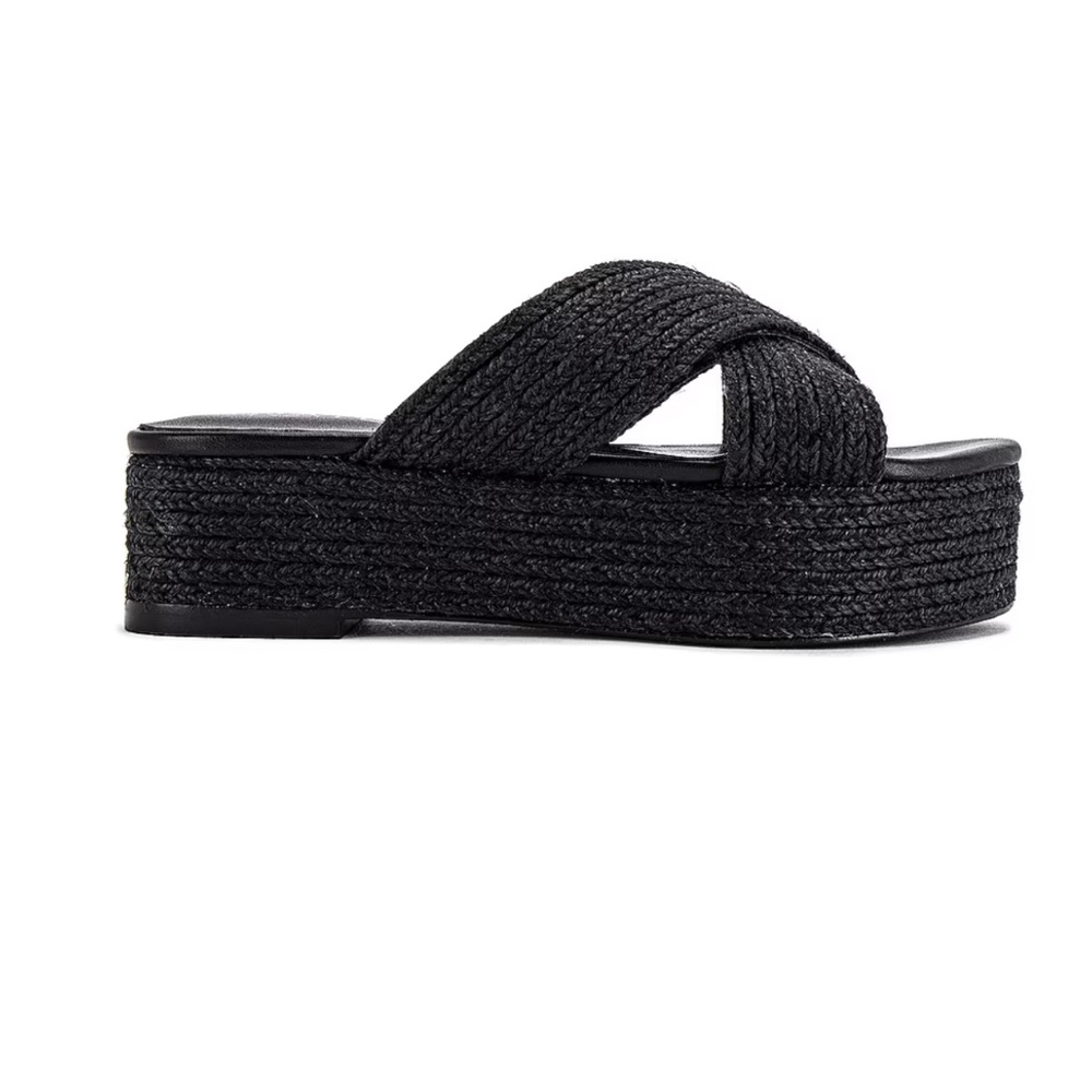 RAYE Tiko Black Raffia Sandals